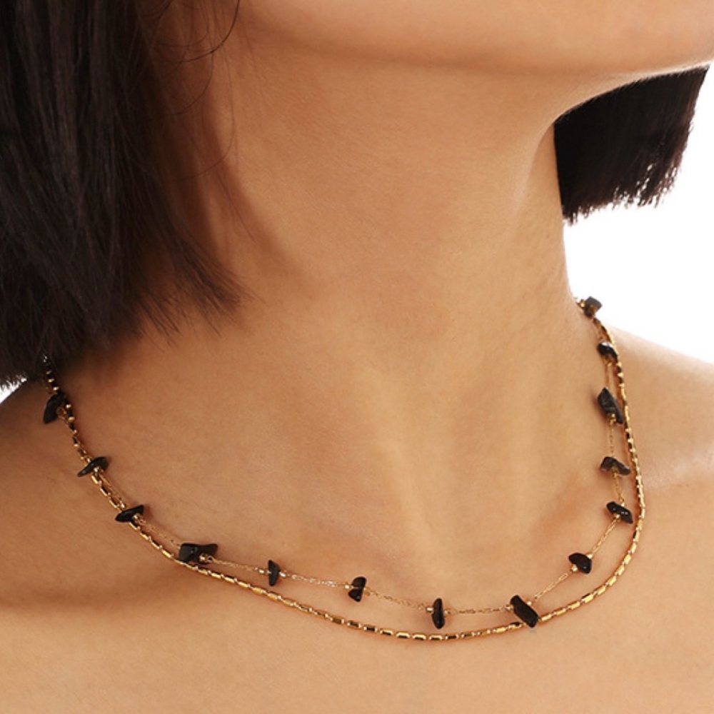 Double Layer Smokey Quartz Necklace